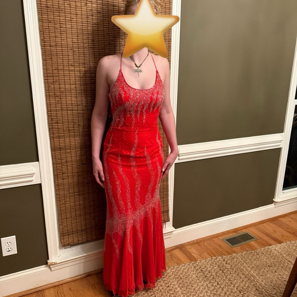 Beaded Red Formal Dress/Gown